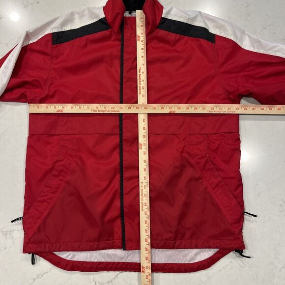 Vintage 90's Nike Full Zip Vented Rain Jacket Red White Swoosh Windbreaker Sz M - Picture 3 of 14